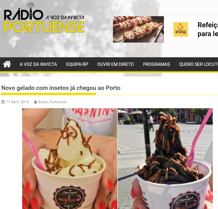Radio Portuense, Myiced - Novo gelado com insetos já chegou ao Porto