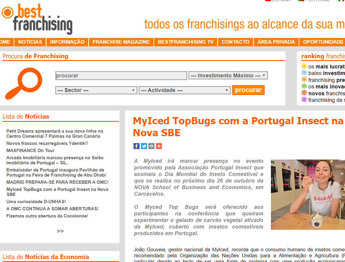 Best Franchising - Myiced TopBugs com a Portugal Insect na Nova SBE