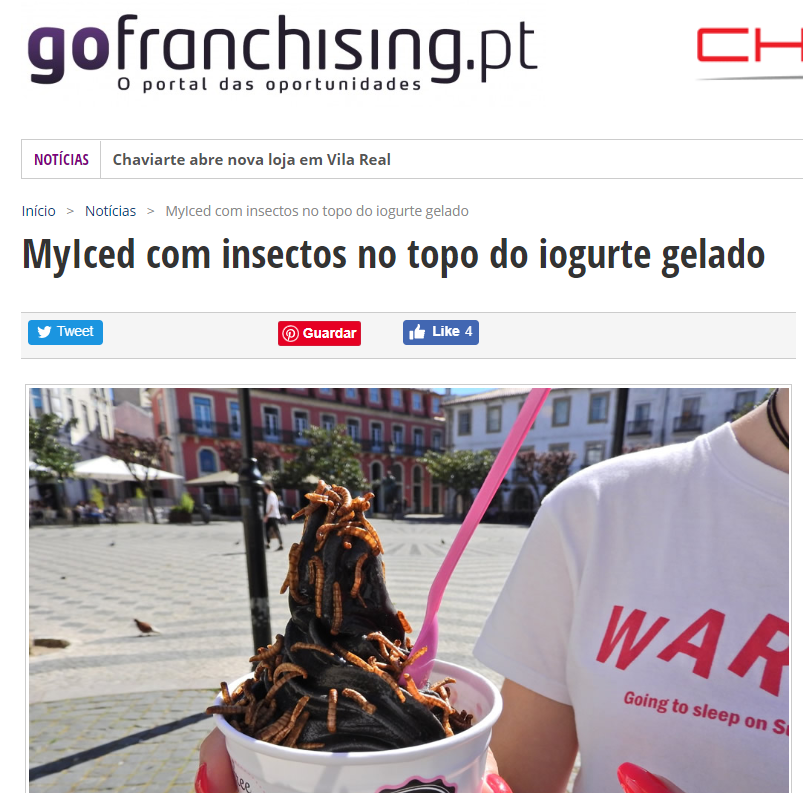 GoFranchising|MyIced com insectos no topo do iogurte gelado