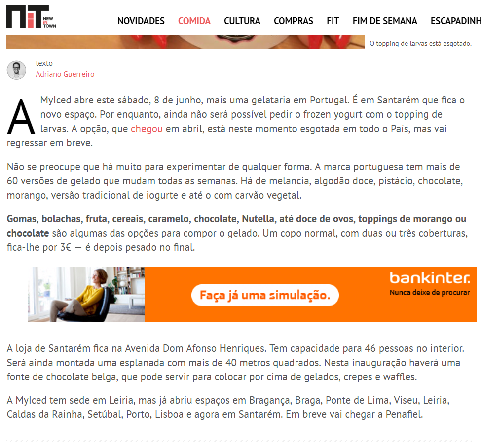 NiT|MyIced abre nova gelataria em Portugal - Santarém