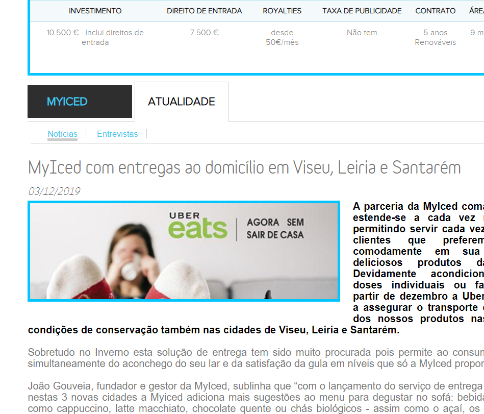 Franchising Myiced - Comprar Franchising 3DEZ2019