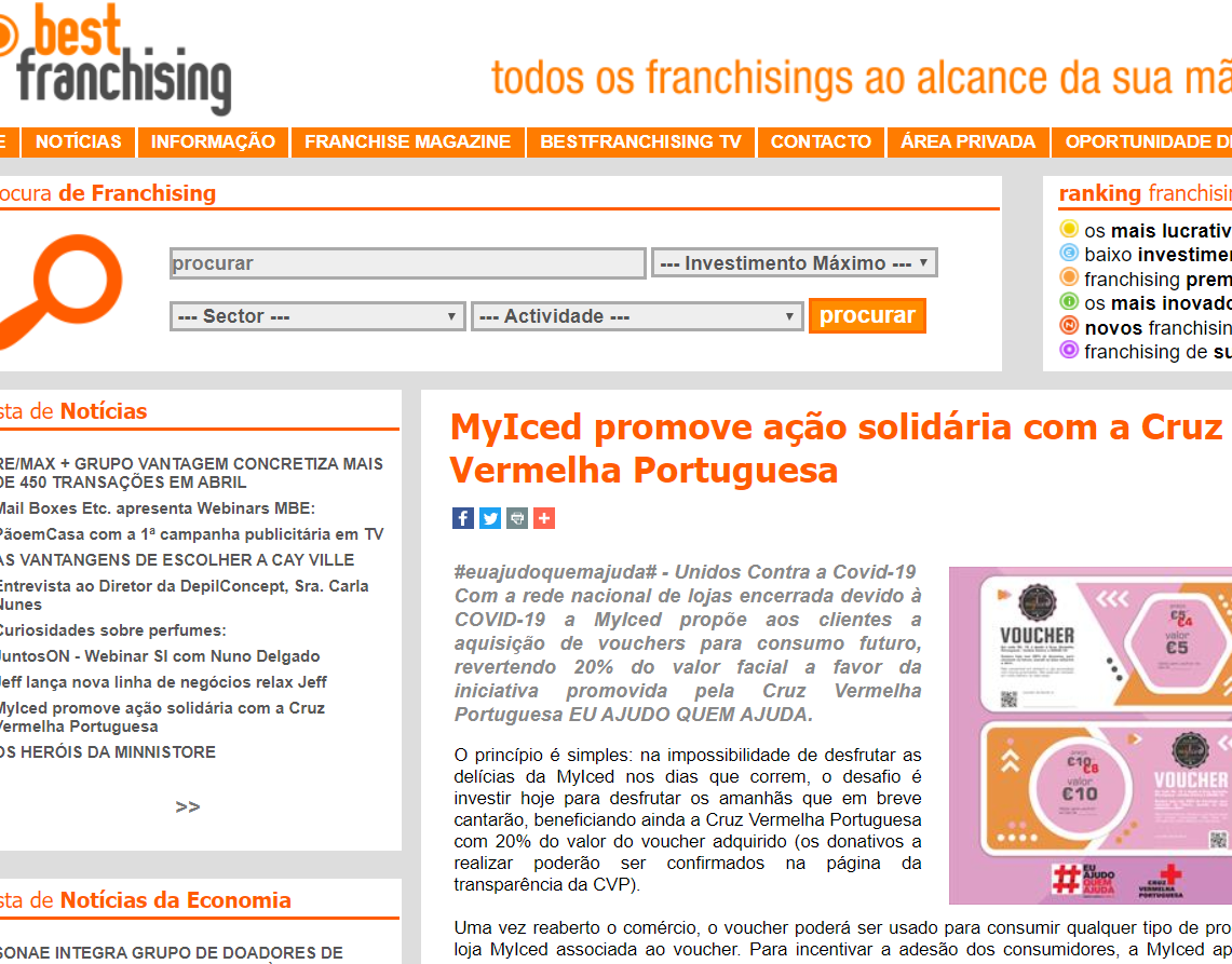 BestFranchising - MyIced promove ação solidária com a Cruz Vermelha Portuguesa