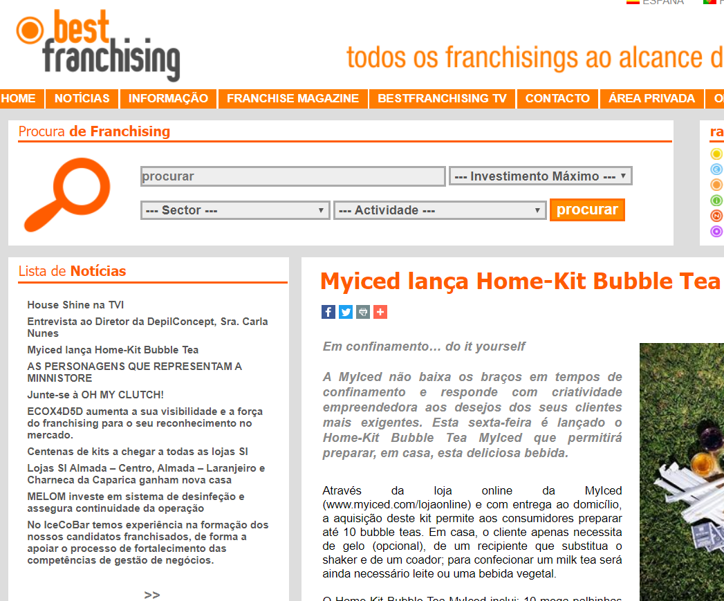 BestFranchising - Myiced lança Home-Kit Bubble Tea