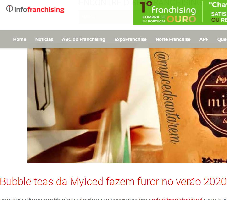 InfoFranchising - Bubble teas da MyIced fazem furor no verão 2020