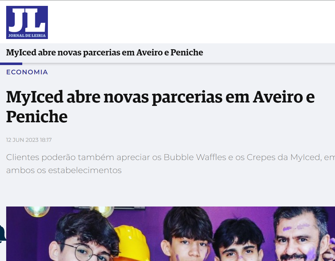 Jornal de Leiria - MyIced abre novas parcerias em Aveiro e Peniche